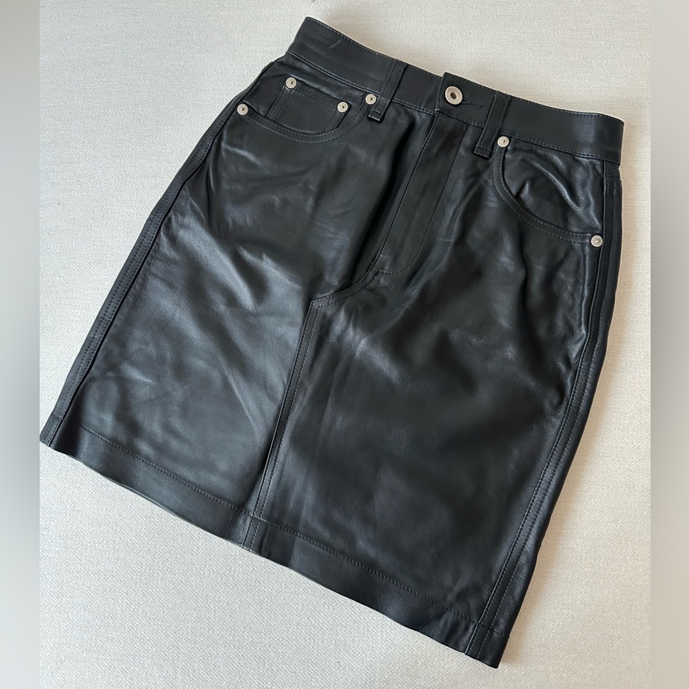 Rag & Bone Black Real Lamb Leather Skirt